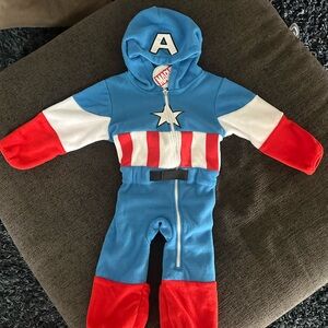 Kids Captain America, Superhero Costume - Blue, Red, and White